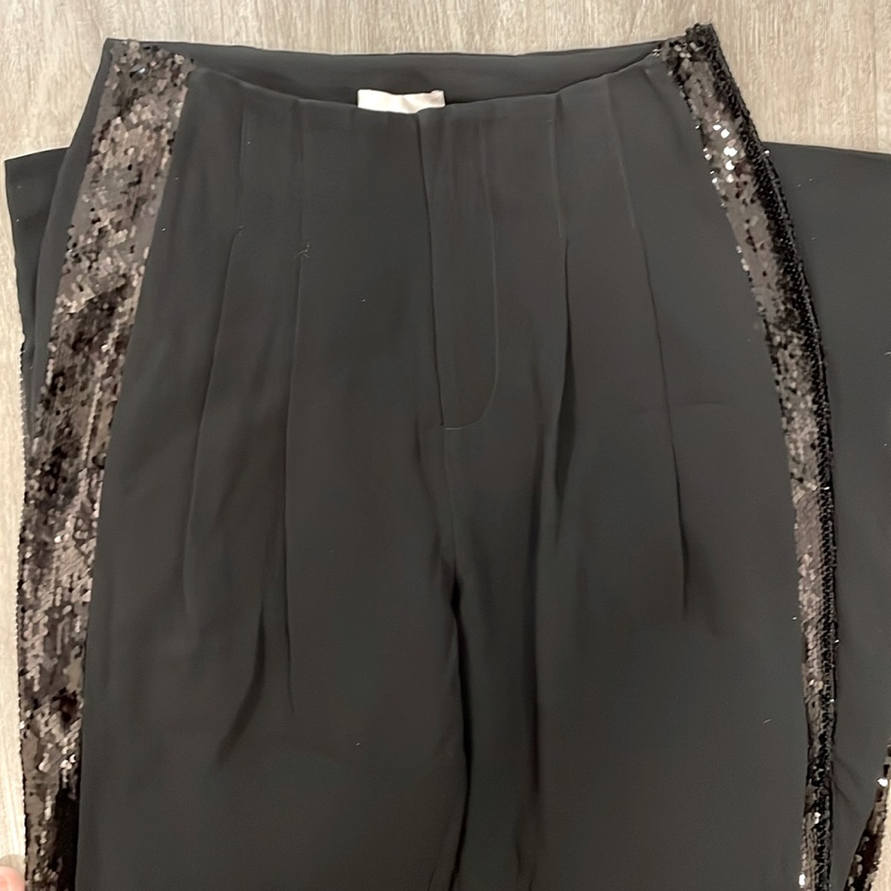 Cinq a Sept Sequin Ruthy Pleated Tuxedo Wide Leg Trouser Pant Sz 2 $425 - Picture 3 of 9